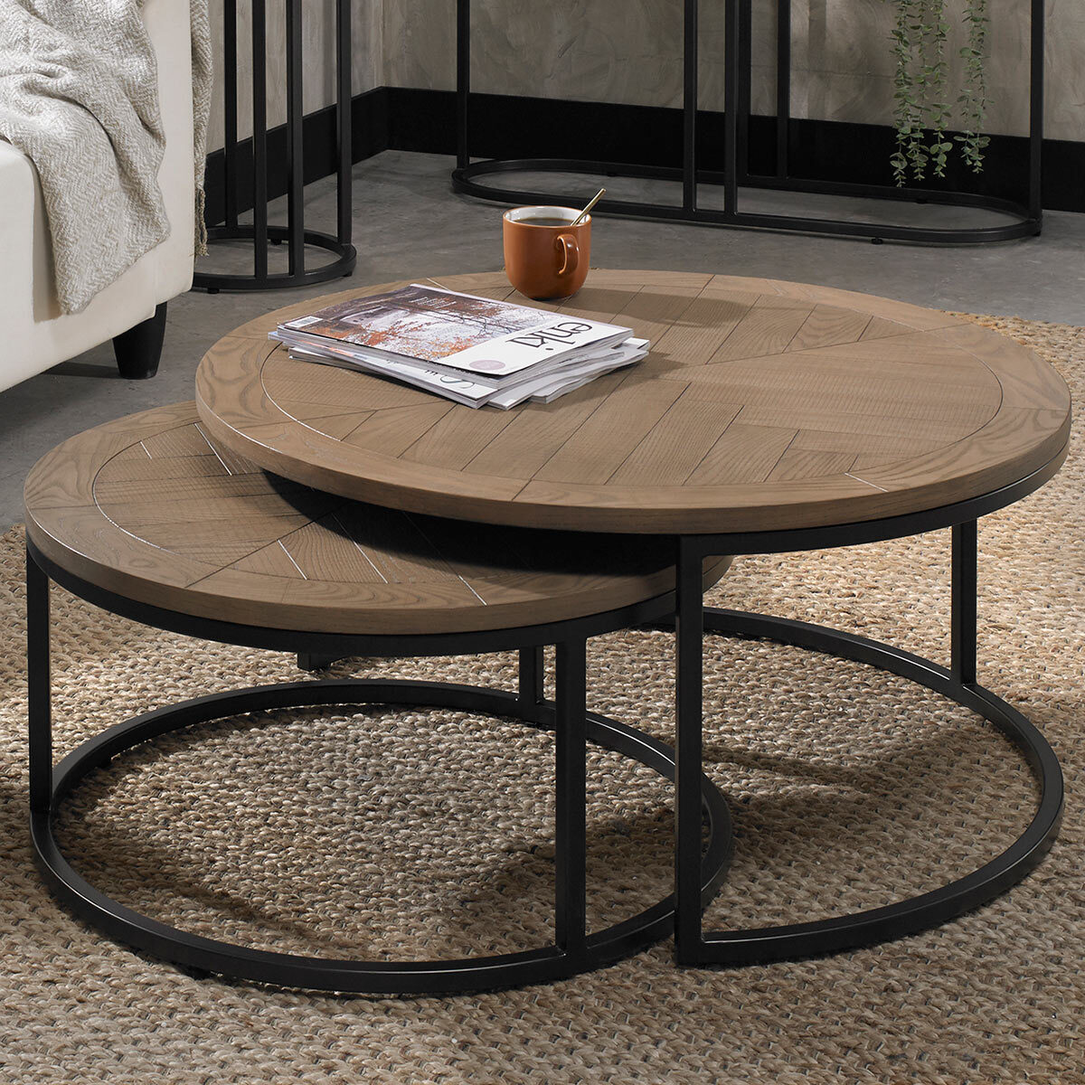 Bentley Designs Rio Weathered Ash Nest of Coffee Tables
