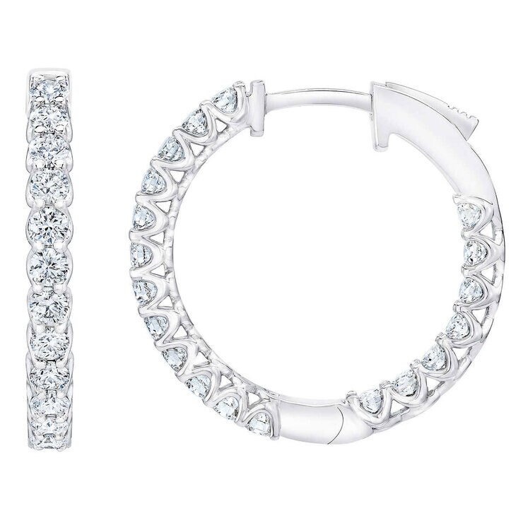 1.00ctw Diamond Hoop Earrings, 14ct White Gold