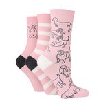 Caroline Gardner Ladies Crew Sock 6 Pack in Pink