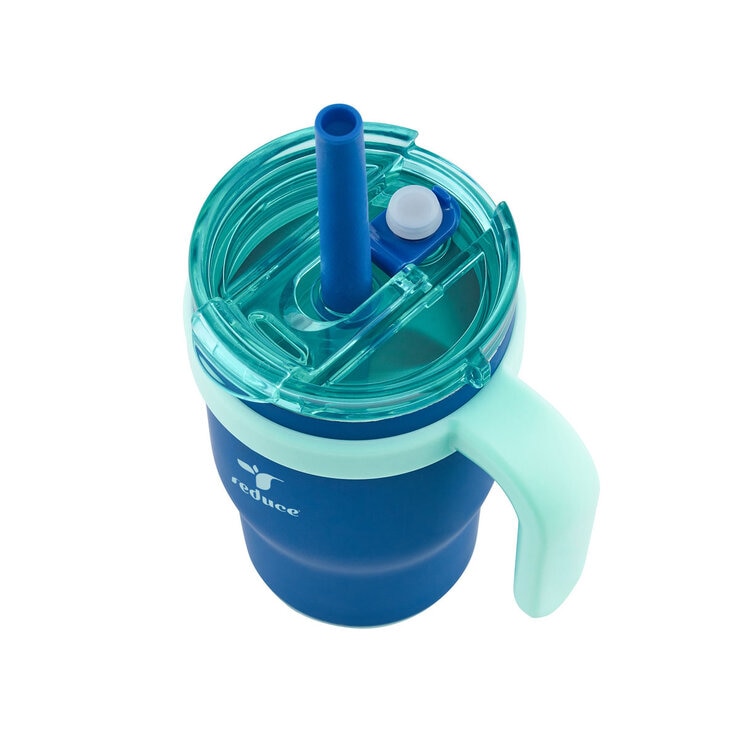 High angle shot of blue mug