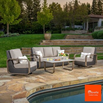 SunVilla Violet 4 Piece Wicker Deep Seating Set + Cover