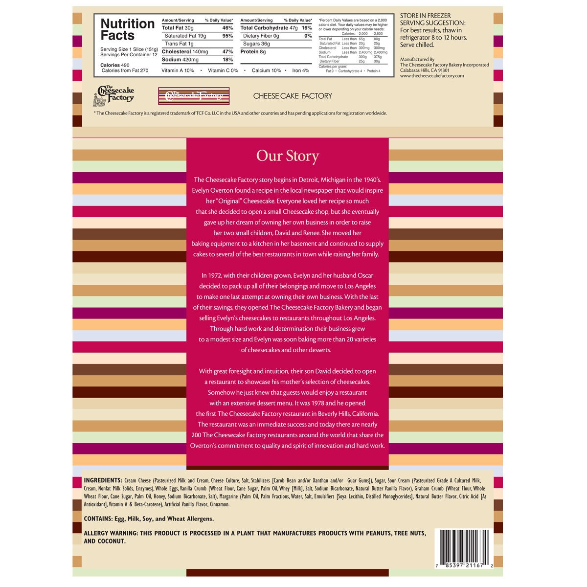 The Cheesecake Factory Original Cheesecake 1.81kg Cost
