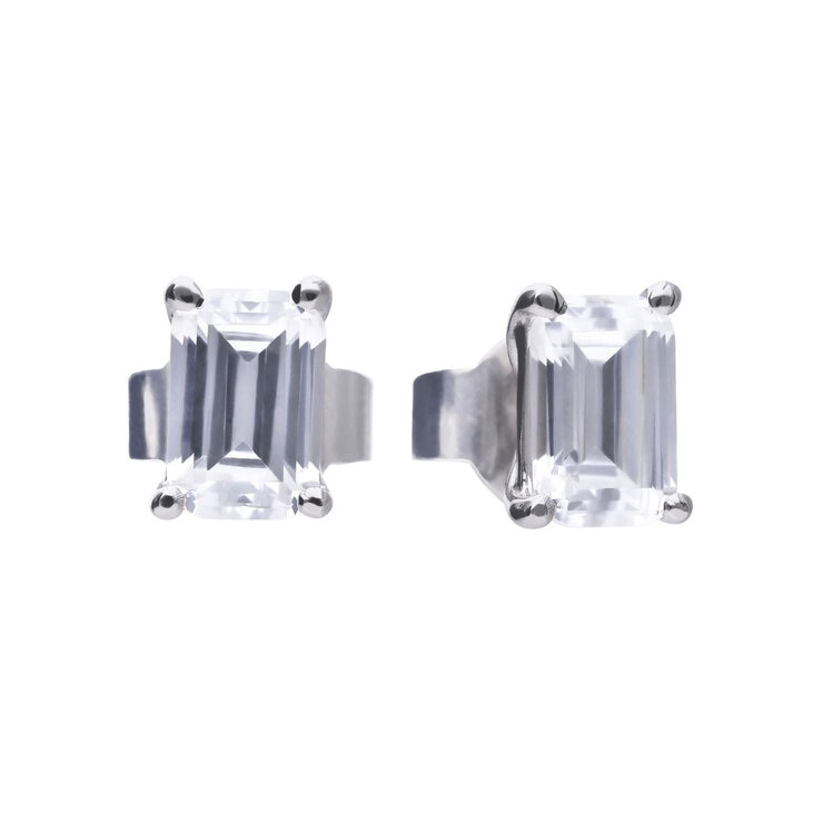 Diamonfire Sterling Silver Emerald Cut Cubic Zirconia Stud Earrings Diamonfire Sterling Silver Emerald Cut Cubic Zirconia Stud Earrings