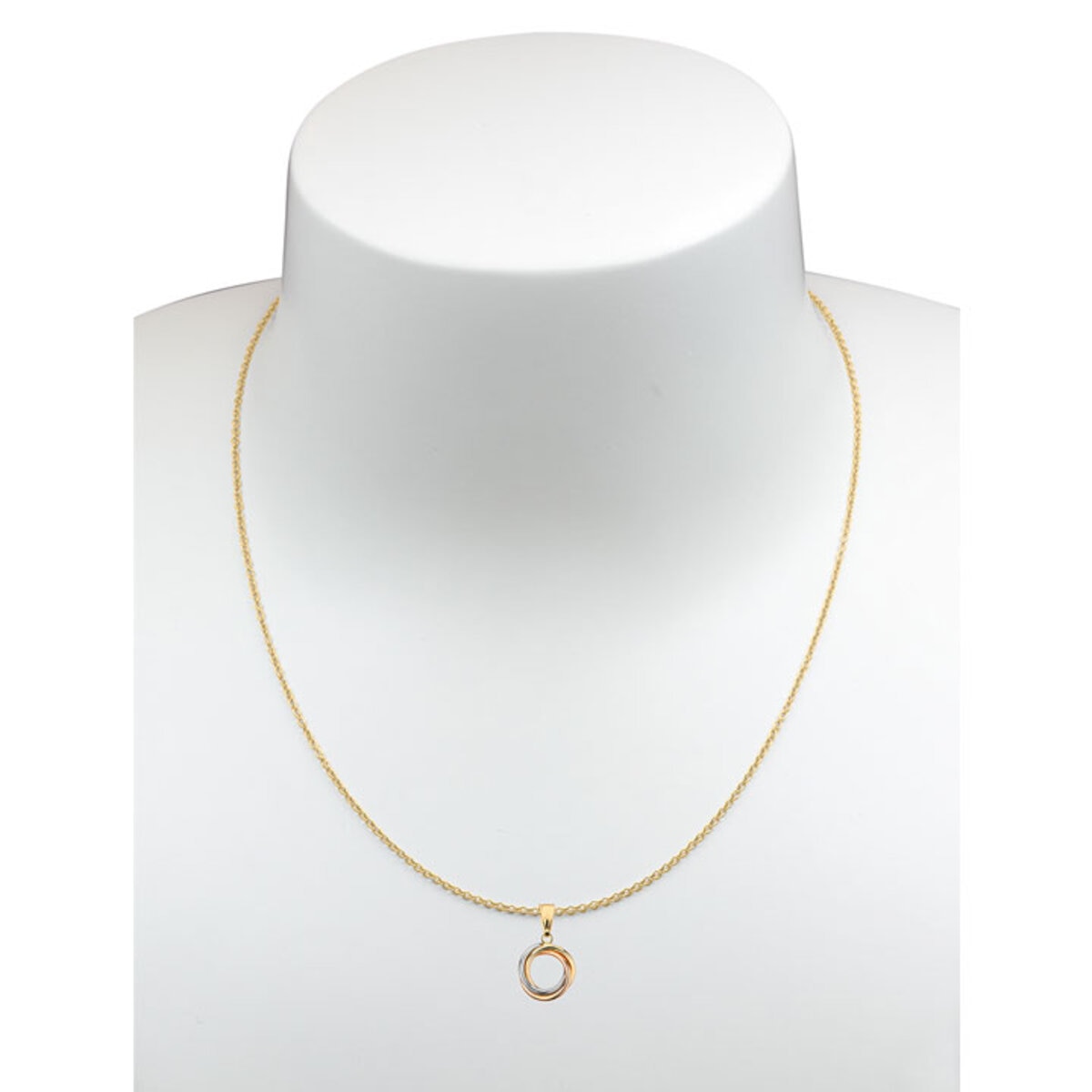 Three Colour Knot Pendant, 14ct Yellow, Rose &White Gold