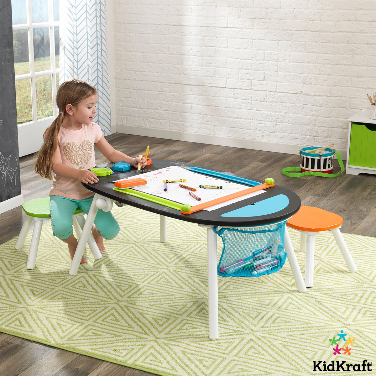 KidKraft Deluxe Chalkboard Art Table with Stools (3+ Years)