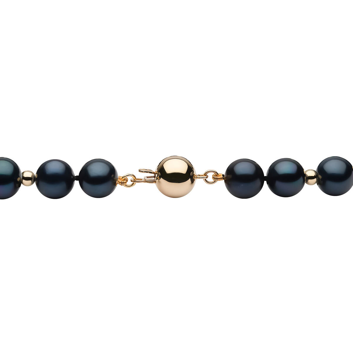 Black Pearl & Gold Bead Bracelet, 18ct Yellow Gold Clasp