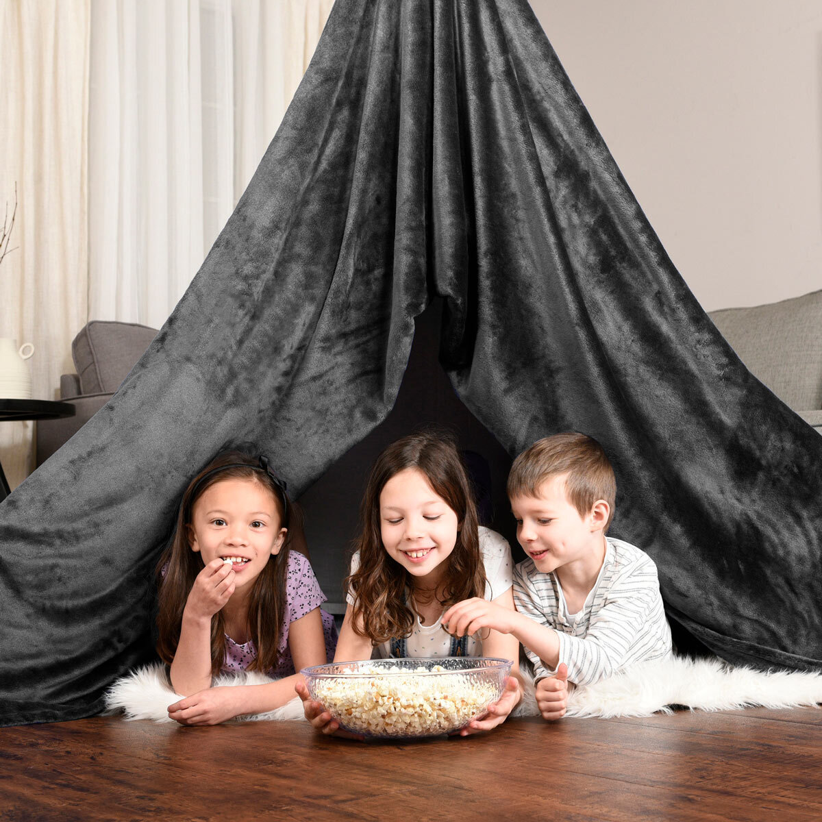 Life Comfort Oversized Family Blanket in Grey, 304 x 279 cm