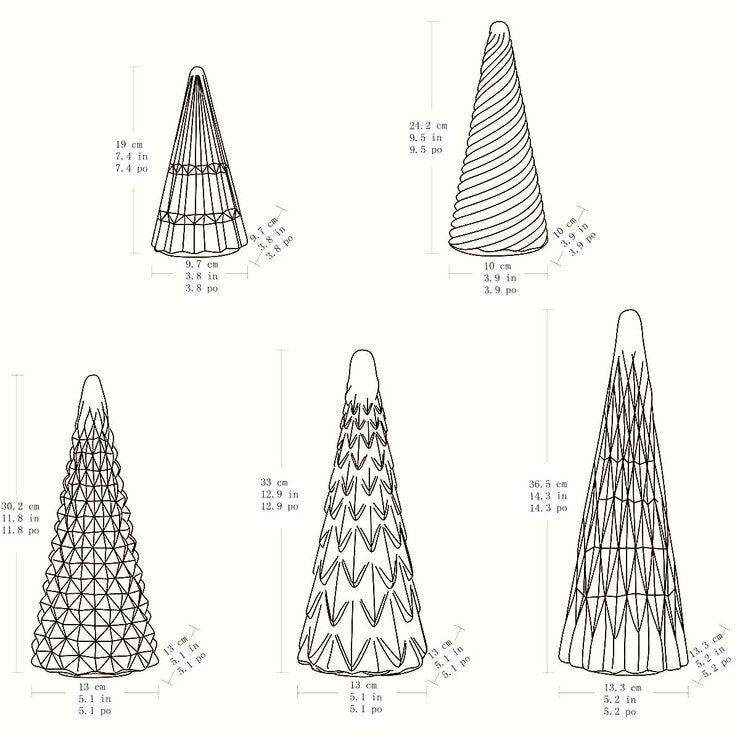 Buy Glass Trees 5 Pack Gold Dimensions Image at Costco.co.uk