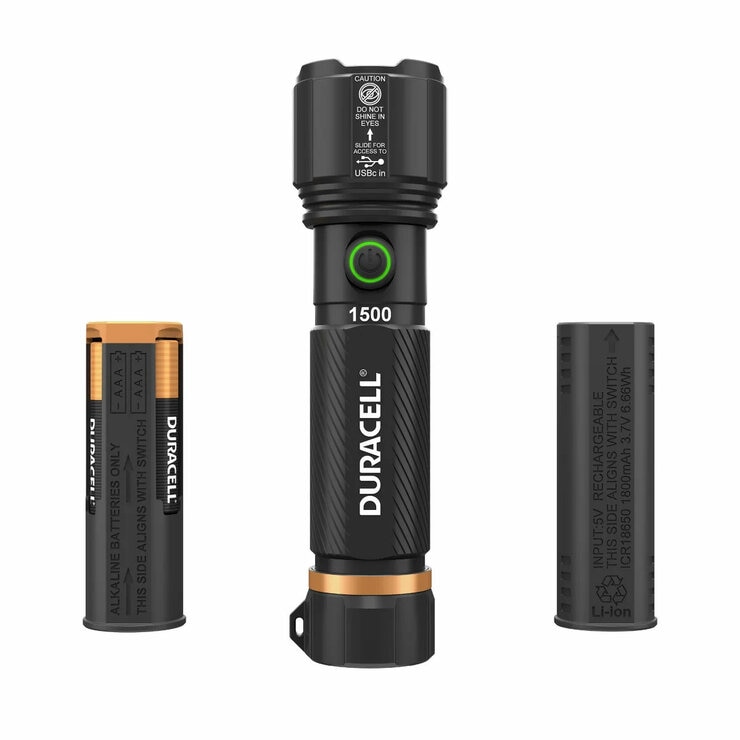 Duracell 1,500 Lumen Dual Power Flashlight, 4 Pack