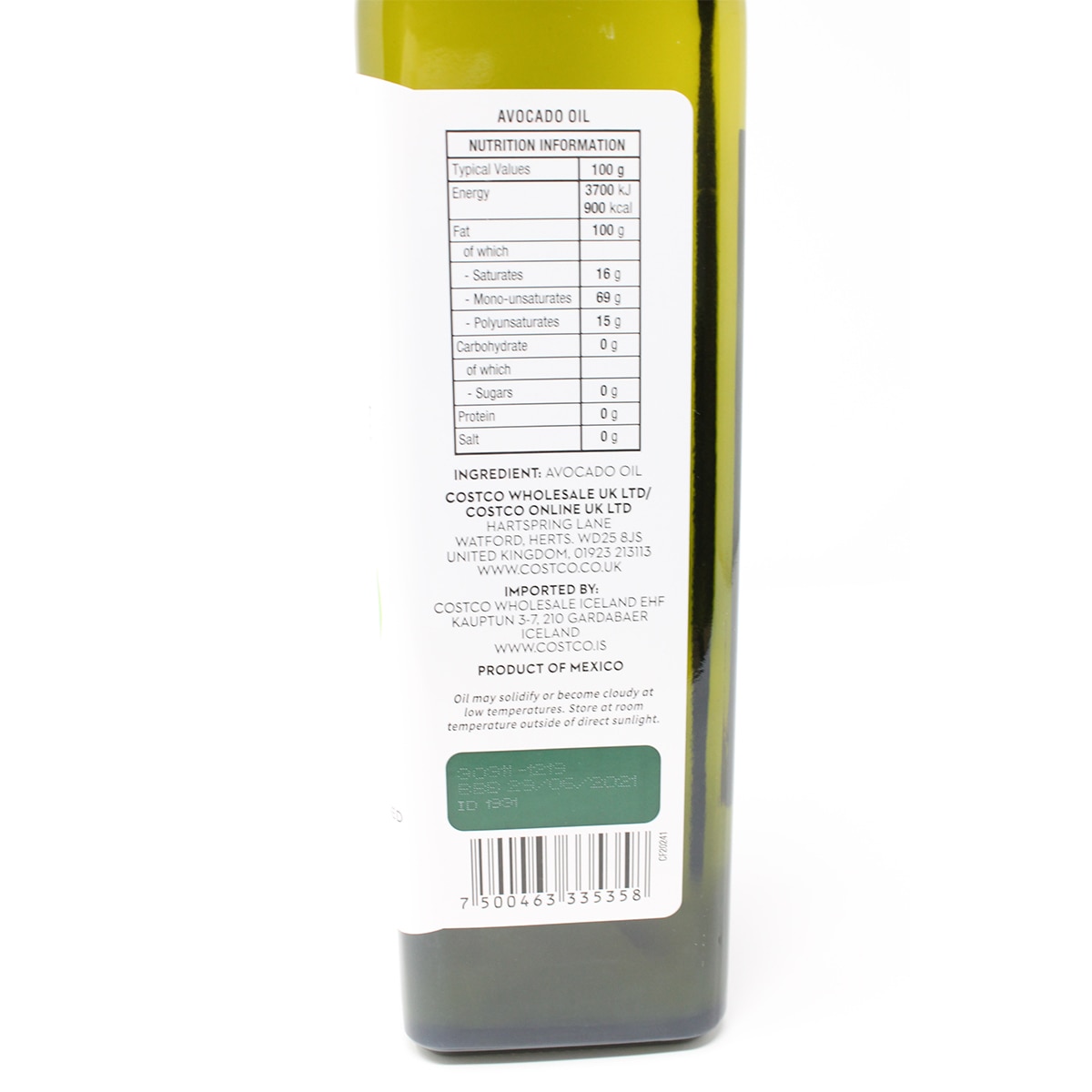 CHOSENFOODS Avocado Oil Nutritional Information