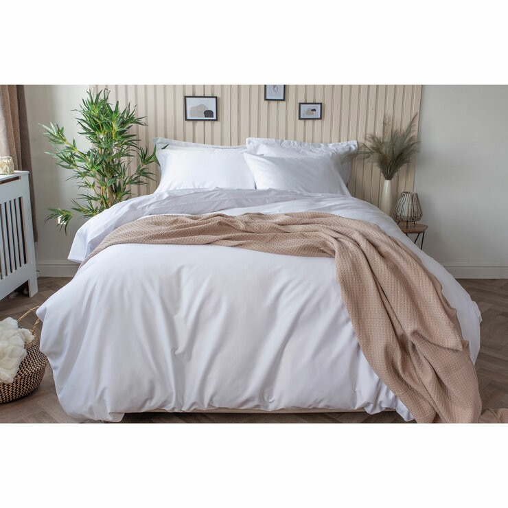 Belledorm Bamboo Cotton Blend White Duvet Cover Set in 4 Sizes