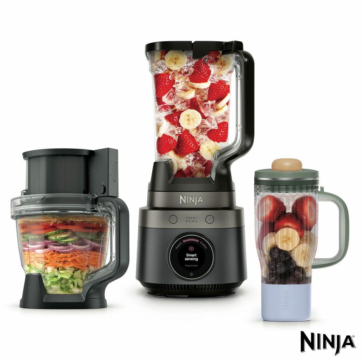 Ninja CrushBOSS 3-in-1 Kitchen System with Food Processor & Tumbler in Oynx