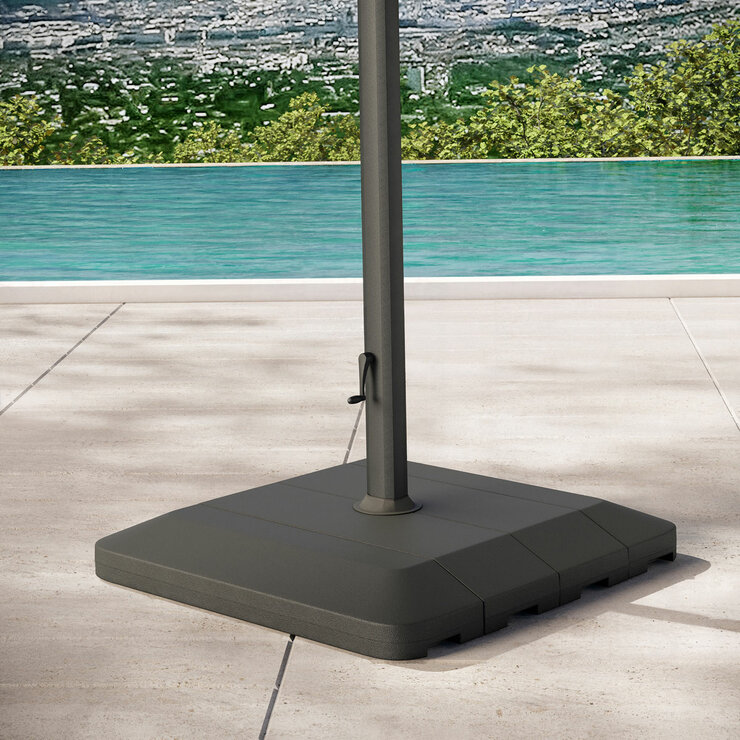 Seasons Sentry 10 x 13ft (3 x 3.9m) Rectangular Cantilever Umbrella with Base in Beige