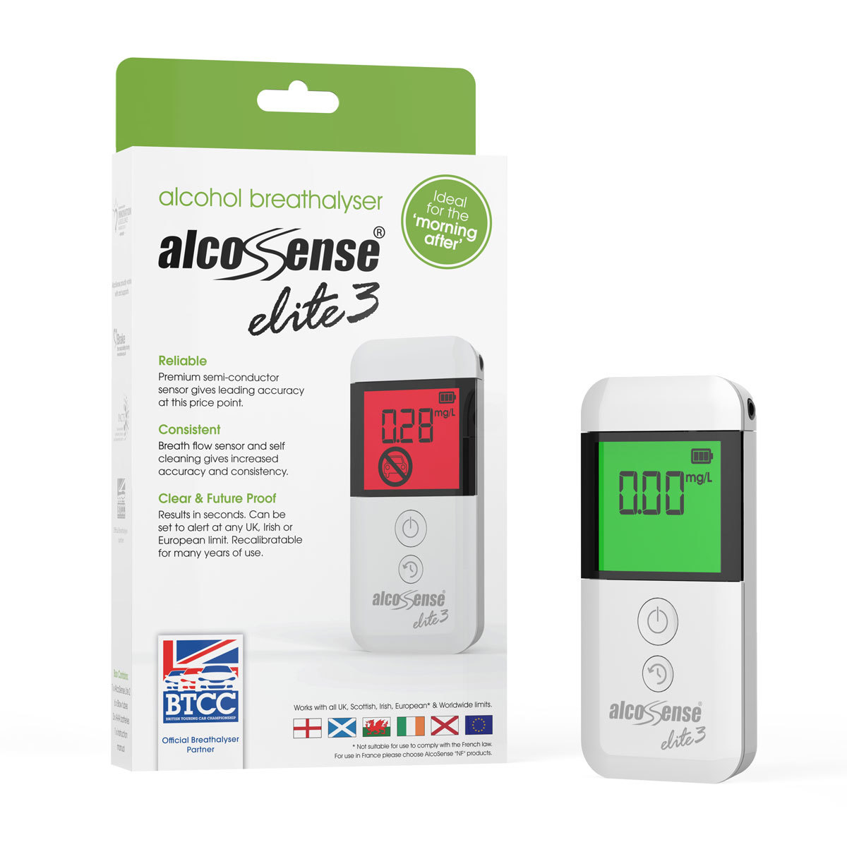 AlcoSense Elite 3 Electronic Breathalyser with Pack of 20 Blow Tubes