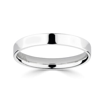 3.0mm Classic Flat Court Wedding Ring, Platinum