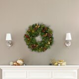 Mixed greenery wreath lit