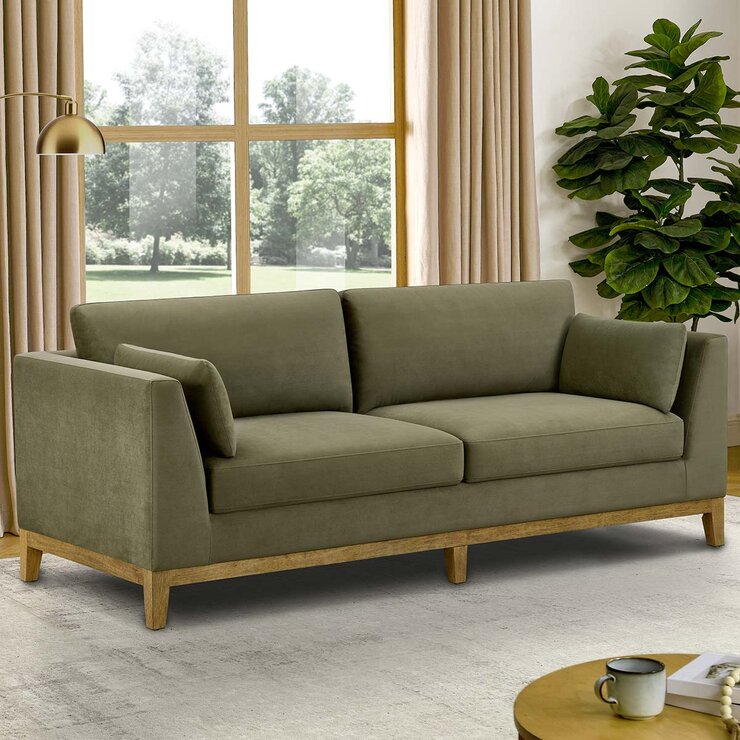 Thomasville Mokena Green Fabric 2 Seater Sofa with Storage Seats Thomasville Mokena Green Fabric 2 Seater Sofa with Storage Seats