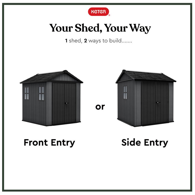 Keter Newton Plus 7ft 6" x 7ft 4" (2.3 x 2.2m) Storage Shed in 2 Configurations