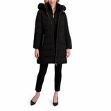 Halston Ladies Hooded Walker Coat in Black