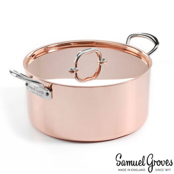 Samuel Groves Copper Induction Casserole Pan 26cm with Lid