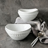 Over & Back Brooklyn 4 Piece Textured Stoneware Serving Bowl Set