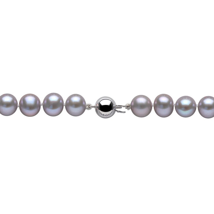 6-7mm Cultured Freshwater Grey Pearl Necklace, 18ct White Gold