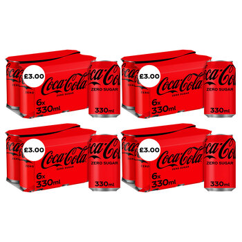 Coca Cola Zero Sugar Multipack Cans PMP £3.00, 4 x 6 x 330ml