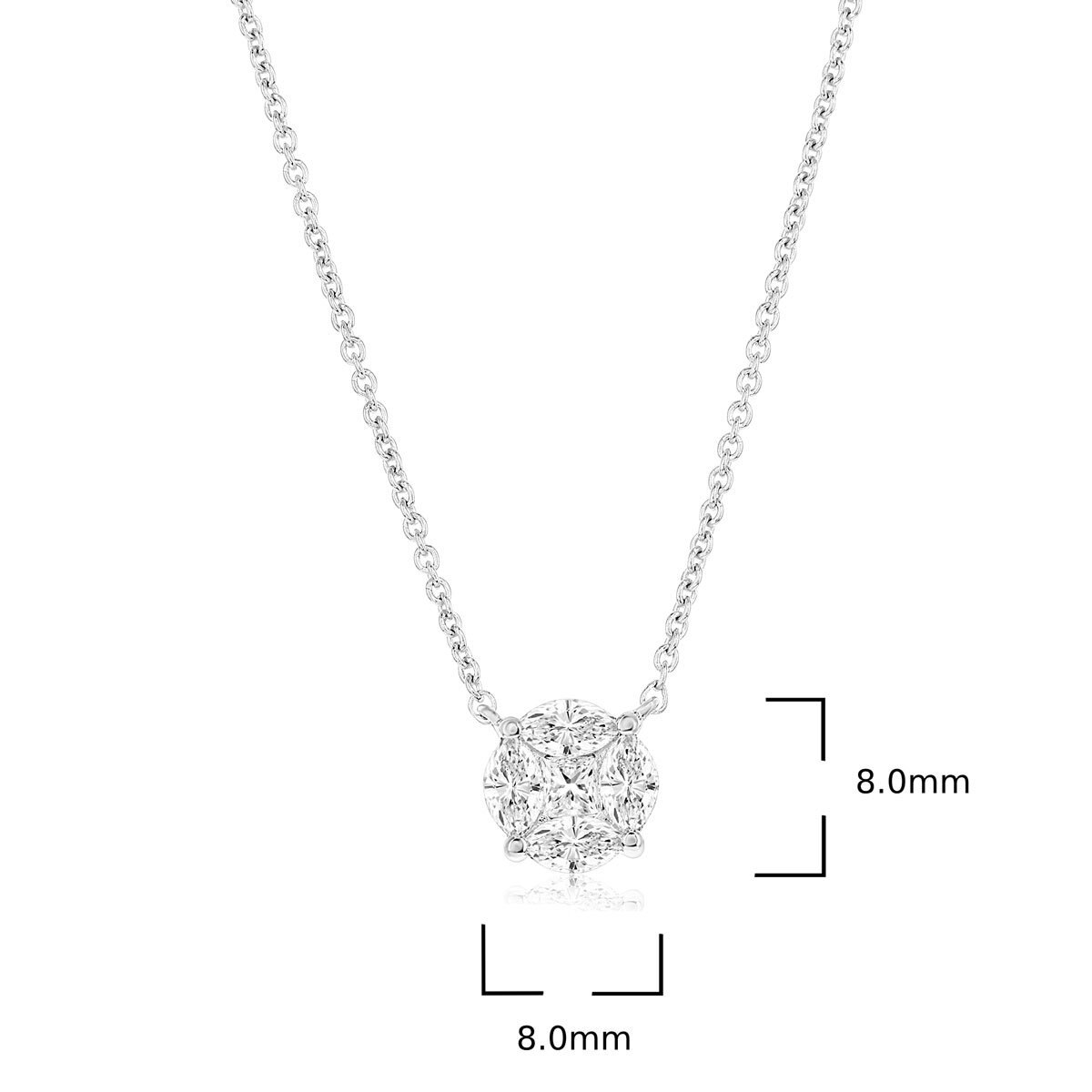 0.50ctw Marquise & Princess Cut Diamond Pendant, 14ct White Gold