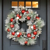 30 Inch Pre-Lit Flocked Christmas Wreath 30 Inch Pre-Lit Flocked Christmas Wreath