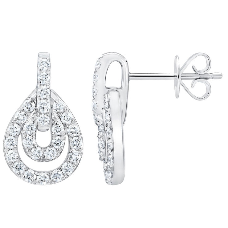 0.65ctw Round Brilliant Cut Diamond Drop Earrings, 14ct White Gold 0.65ctw Round Brilliant Cut Diamond Drop Earrings, 14ct White Gold