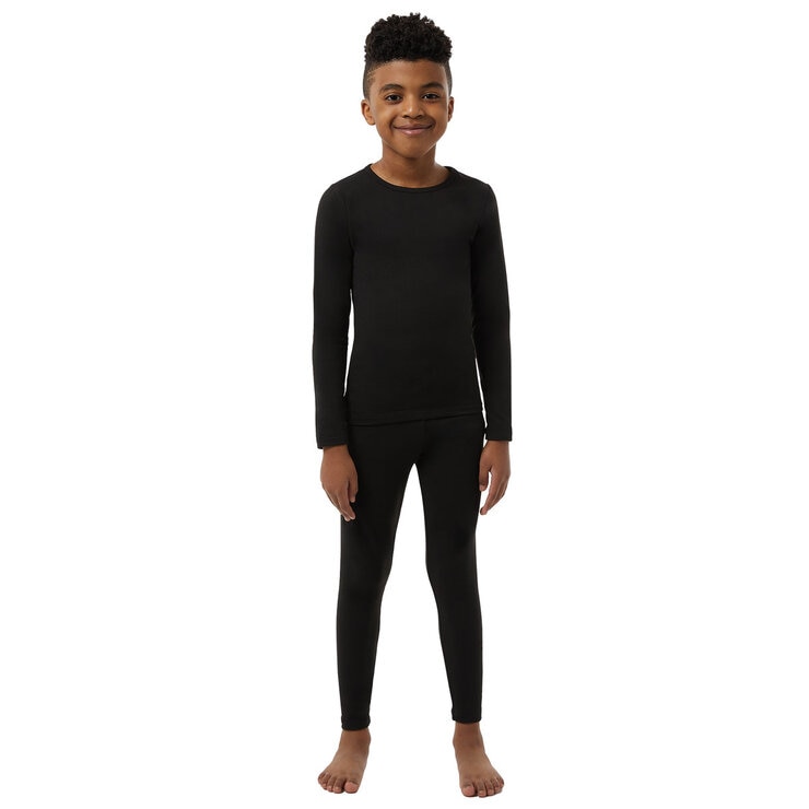 32 Heat Kids Plush Base Layer Set in Black