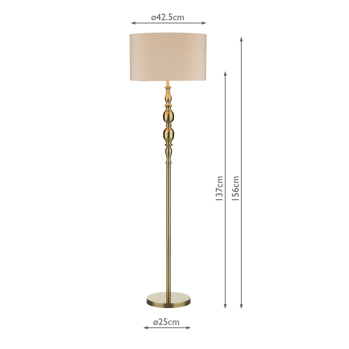 Madrid Floor Lamp Antique Brass With Shade