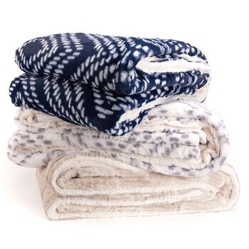 Mon Chateau Faux Fur & Sherpa Blanket in 3 colours, 249 x 234 cm