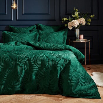 Paoletti Palmeria Velvet Emerald Duvet Cover Set in 3 Sizes