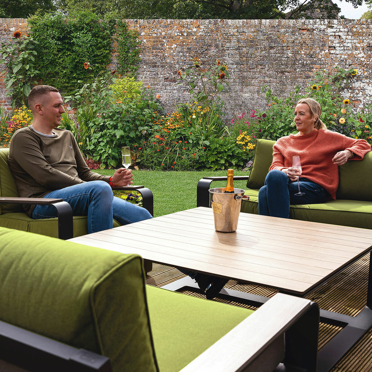 Stone Garden 5 Piece Deep Seating Patio Set in Green Stone Garden 5 Piece Deep Seating Patio Set in Green