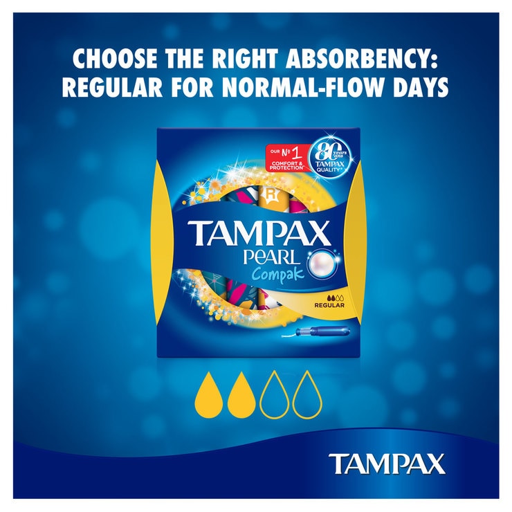 Tampax Pearl Compak Regular Tampons Applicator, 2 x 36 Pack Costco UK