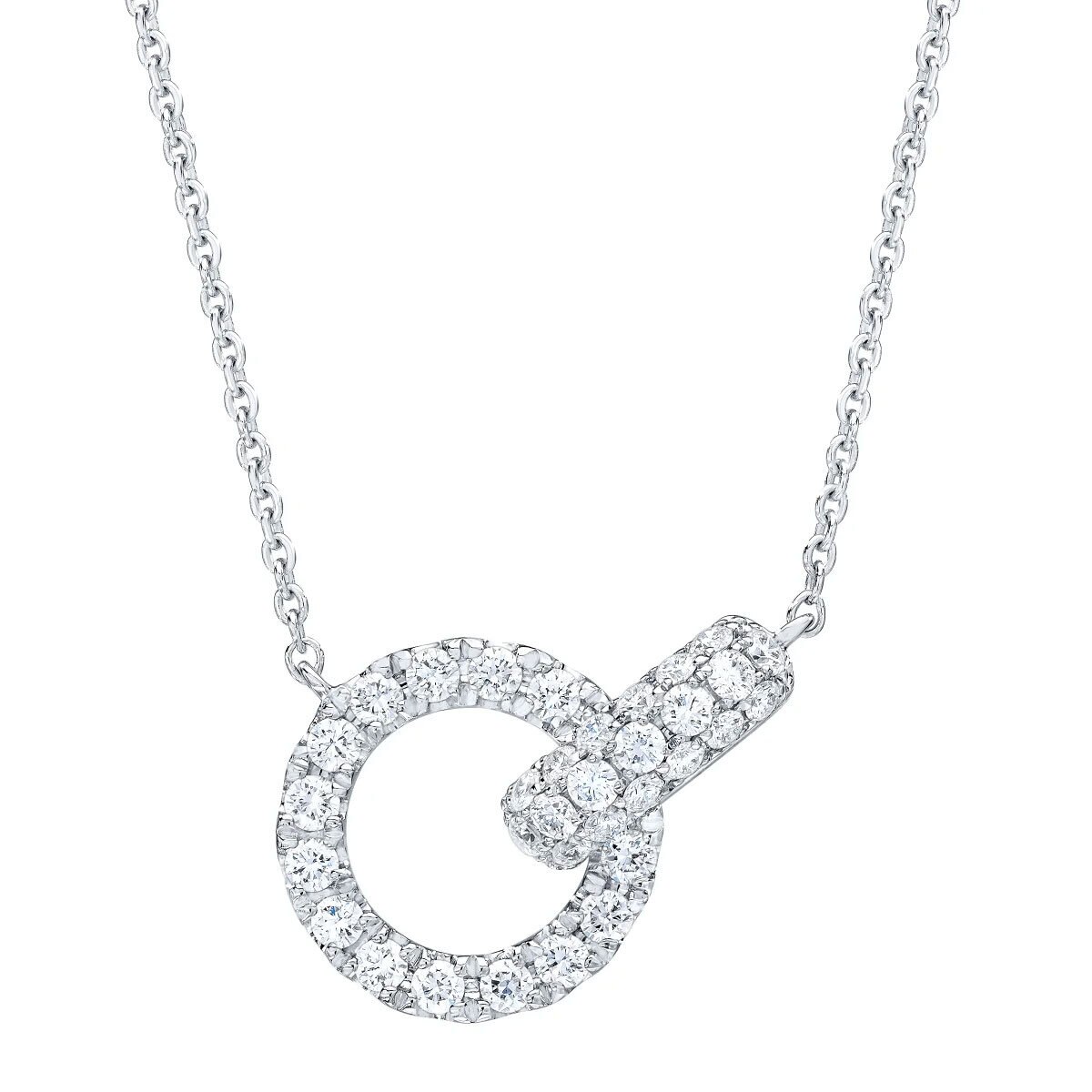 0.50ctw Round Brilliant Cut Diamond Interlocking Circle Necklace, 14ct White Gold