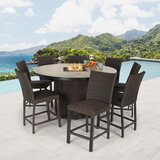 Agio Mckenzy 9 Piece High Dining Fire Wicker Chat Set + Cover