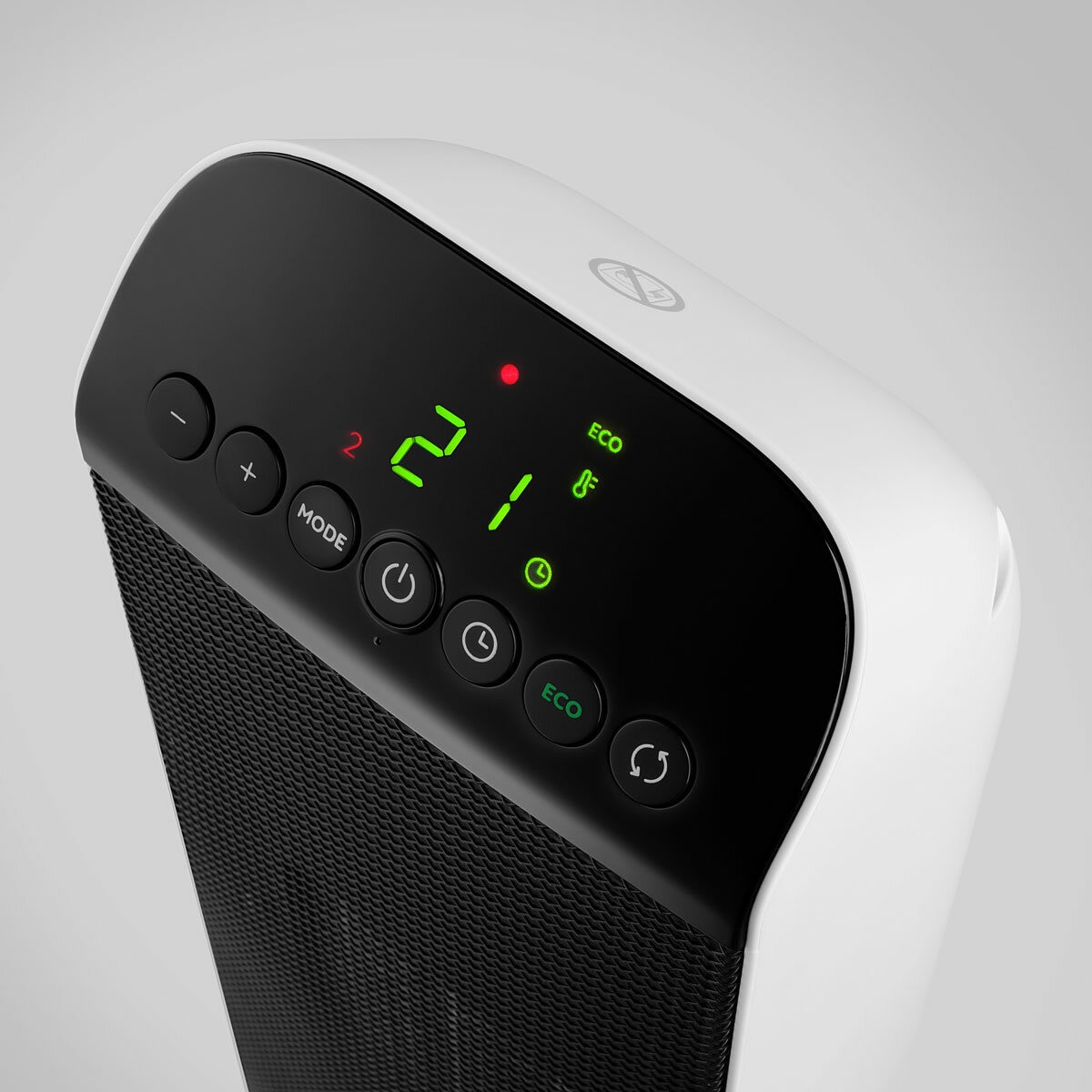 Close up of De'Longhi Cermanic Heater screen