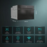 Hisense Hi8 BlackLine BIM4AH8UKWF Built In Electric Single Oven with Microwave, in Jet Black