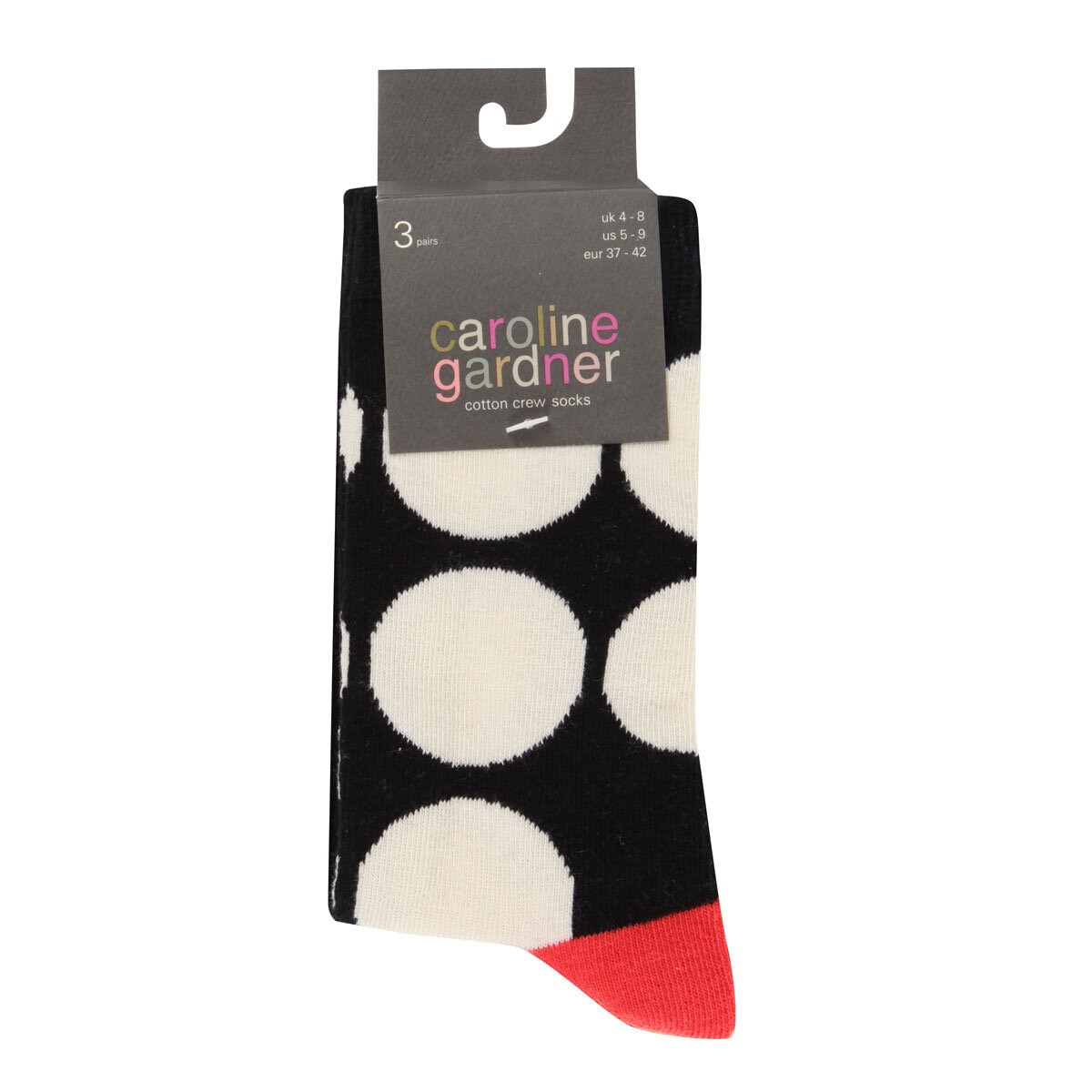 Caroline Gardner Ladies Crew Sock 6 Pack in Black