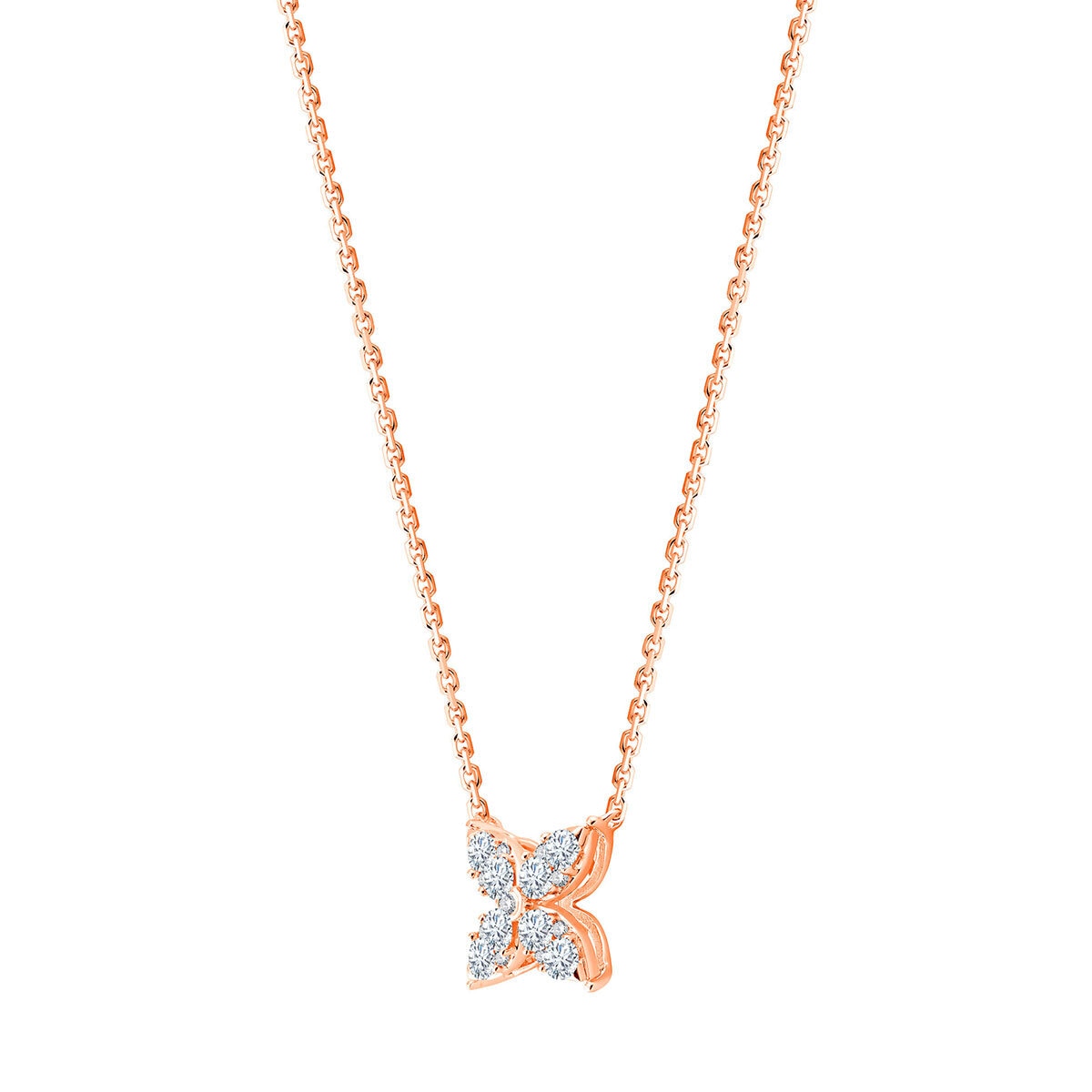 0.50ctw Round Brilliant Cut Diamond Flower Necklace, 14k Rose Gold
