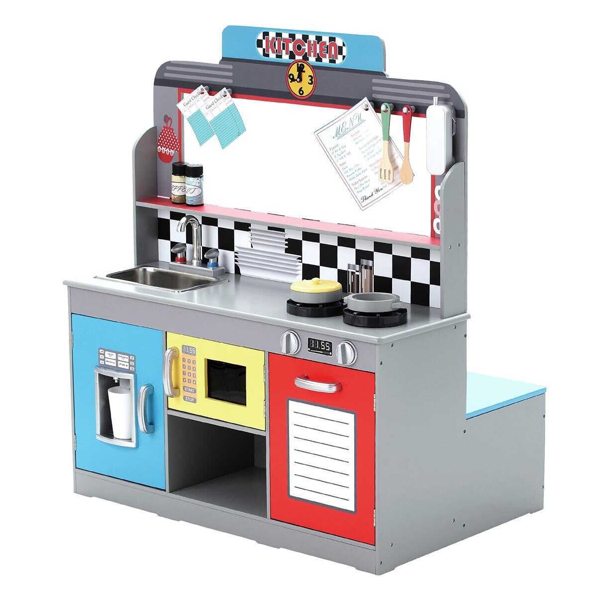 Teamson Kids Deluxe Double Sided American Diner Playset + 14