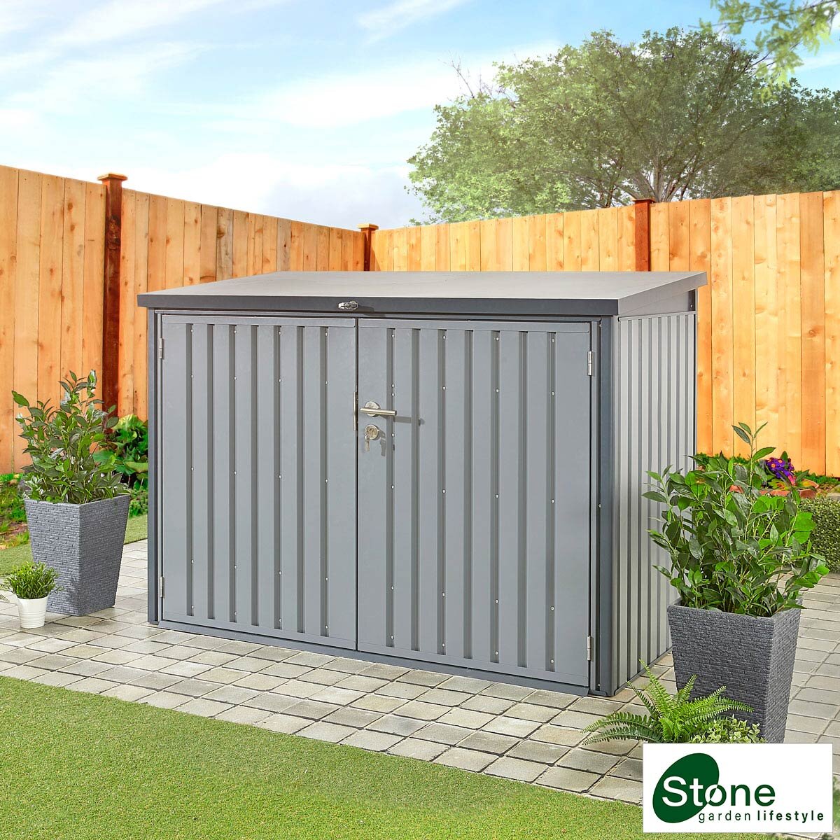 Stone Garden 6ft 2" x 2ft 9" (1.9 x 0.9m) 3,000 Litre Horizontal Storage Shed in Two Colours
