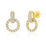 0.80ctw Round Brilliant Cut Diamond Interlocking Circle Earrings, 14ct Yellow Gold