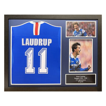 Brian Laudrup Signed Framed Rangers Shirt