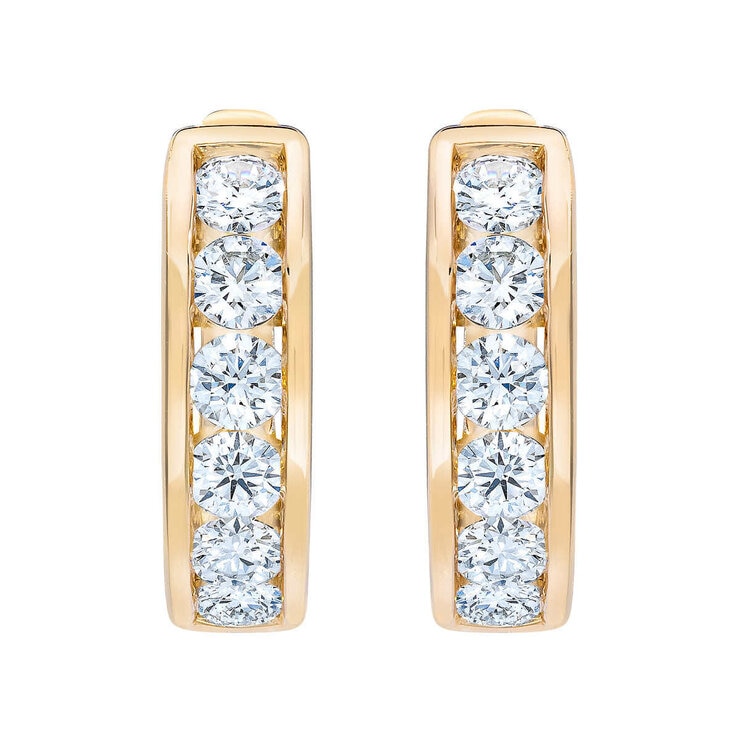 0.50ctw Round Brilliant Cut Diamond Huggie Hoop Earrings, 14ct Yellow Gold 0.50ctw Round Brilliant Cut Diamond Huggie Hoop Earrings, 14ct Yellow Gold