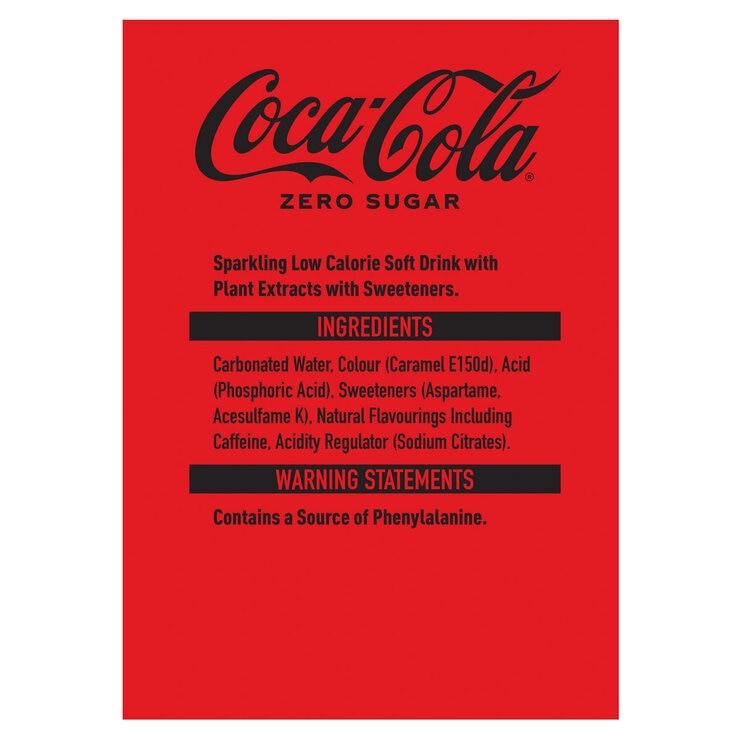 Ingredient list on red background