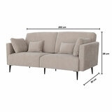 MOONAP Monroe Beige Fabric 3 Seater Sofa