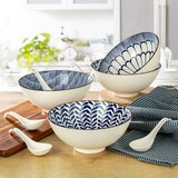 Signature Housewares Ramen Bowls with Spoons, 4 Piece